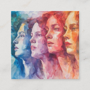 Women's Faces - Watercolor Painting Enclosure Card