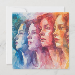 Women's Faces - Watercolor Painting Invitation