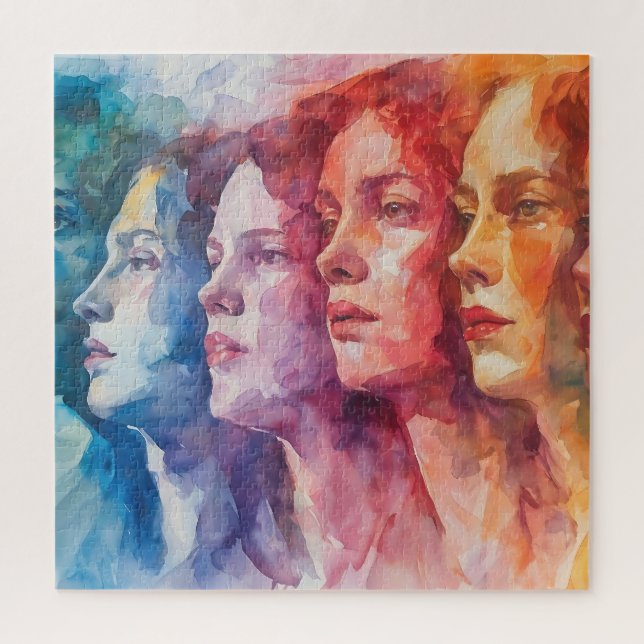 Women's Faces - Watercolor Painting Jigsaw Puzzle (Vertical)