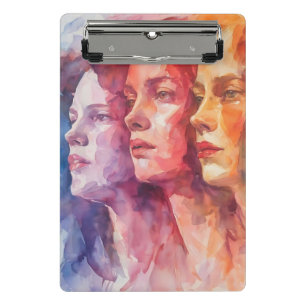Women's Faces - Watercolor Painting Mini Clipboard