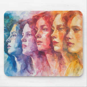 Women's Faces - Watercolor Painting Mouse Mat