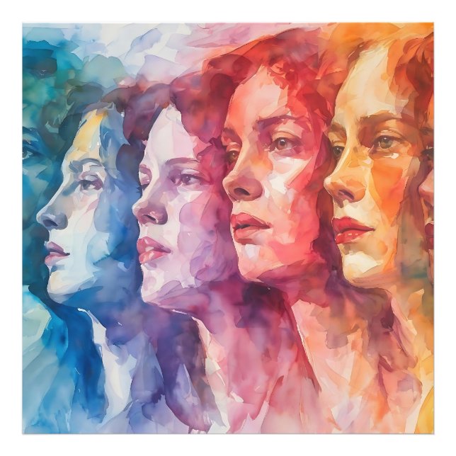 Women's Faces - Watercolor Painting Photo Print (Front)