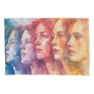 Women's Faces - Watercolor Painting Pillowcase