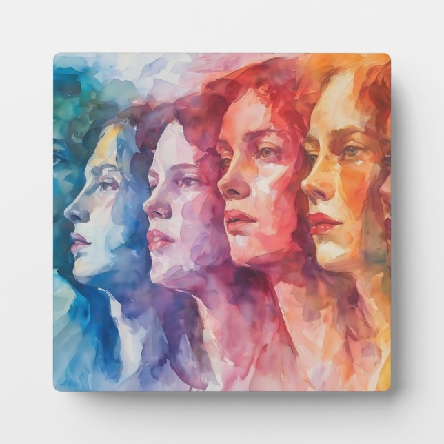 Women's Faces - Watercolor Painting Plaque (Front)