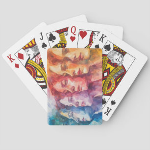 Women's Faces - Watercolor Painting Playing Cards