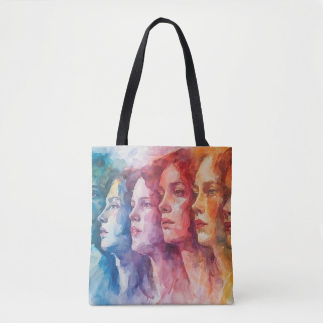 Women's Faces - Watercolor Painting Tote Bag (Front)
