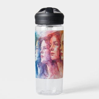 Women's Faces - Watercolor Painting Water Bottle
