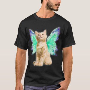 Womens Fairycore Aesthetic Fairy Cat Realistic Fae T-Shirt