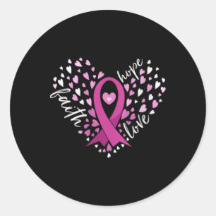 Womens Faith Hope Love Breast Cancer Awareness N Classic Round Sticker