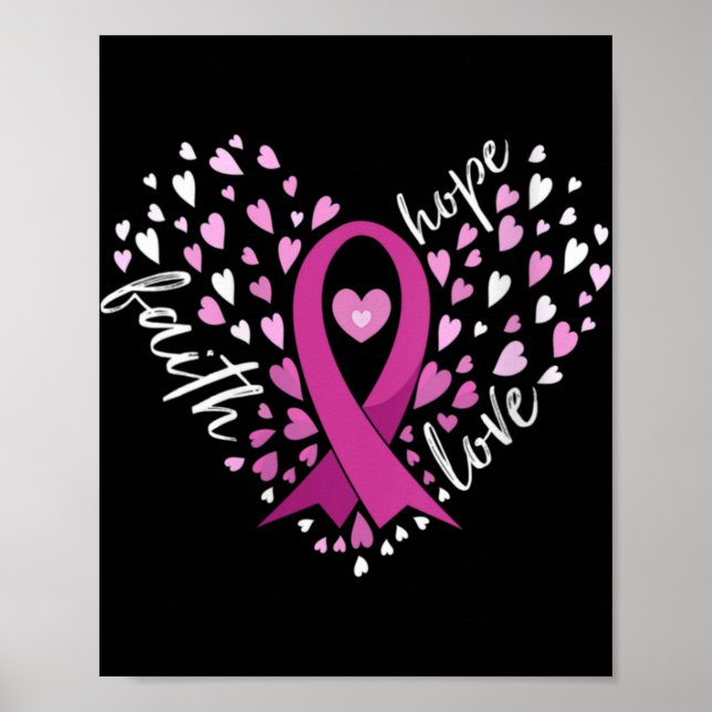 Womens Faith Hope Love Breast Cancer Awareness N  Poster (Front)