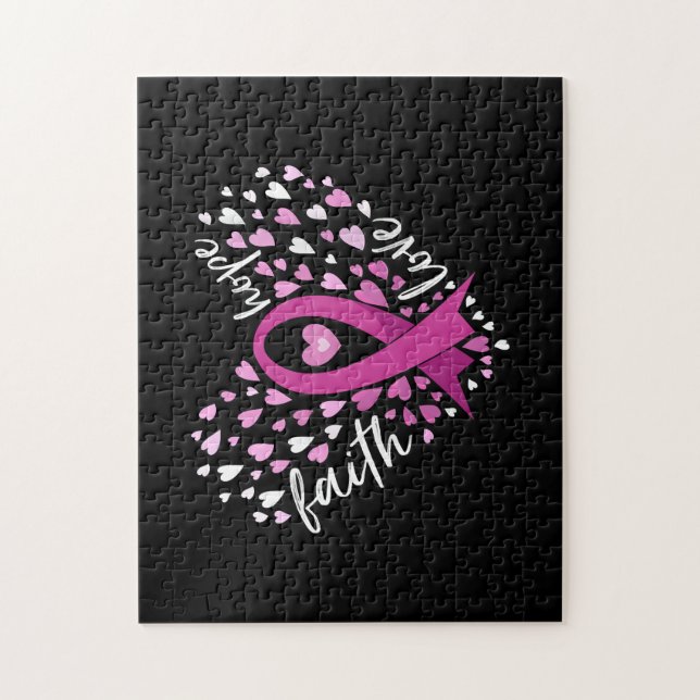 Womens Faith Hope Love Breast Cancer Awareness Pin Jigsaw Puzzle (Vertical)
