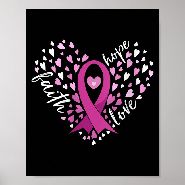 Womens Faith Hope Love Breast Cancer Awareness Pin Poster (Front)