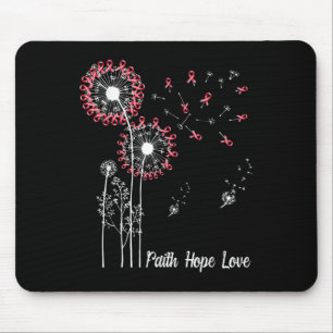 Womens Faith Hope Love Breast Cancer Dandelion Flo Mouse Mat