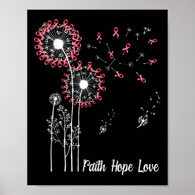 Womens Faith Hope Love Breast Cancer Dandelion Flo Poster (Front)
