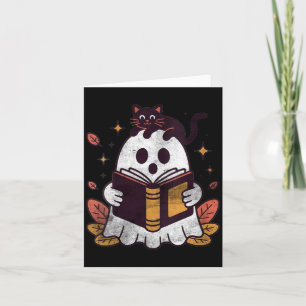 Womens Fall Autumn Book Ghost Reading Halloween Card
