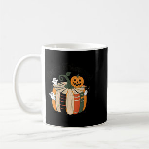Womens Fall Book Pumpkin Ghost Reading Happy Coffee Mug