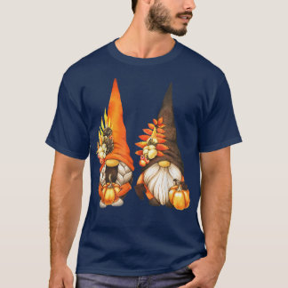 Womens Fall Lover Sunflower Coffee Gnomes Autumn P T-Shirt