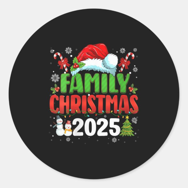 Womens Family Christmas 2025 Matching Outfit Santa Classic Round Sticker (Front)