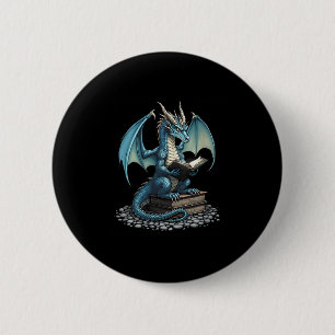 Womens Fantasy Dragon Reading Magical Book Lover H 6 Cm Round Badge