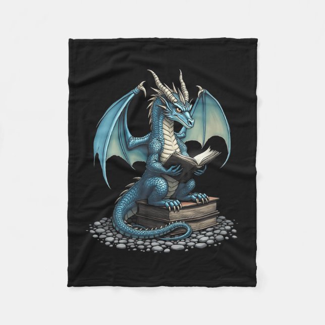 Womens Fantasy Dragon Reading Magical Book Lover H Fleece Blanket (Front)