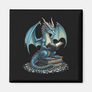 Womens Fantasy Dragon Reading Magical Book Lover H Magnet