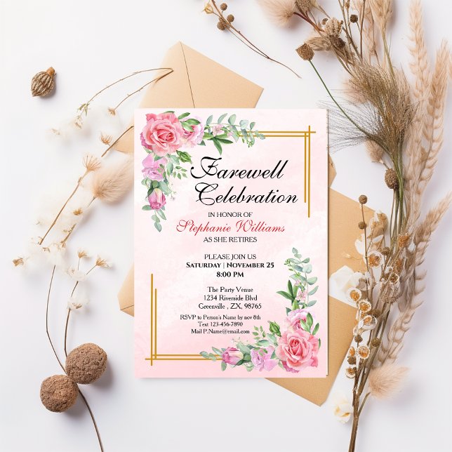 Women's Farewell Party Floral Classic Elegant Invitation (Creator Uploaded)