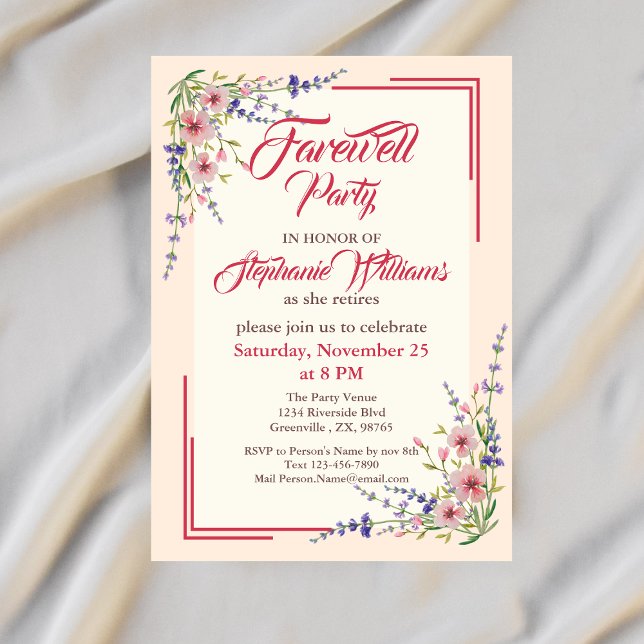 Women's Farewell Party Floral Elegant Border Invitation (Creator Uploaded)