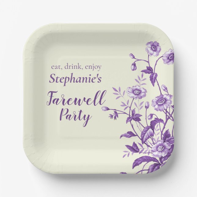 Women's Farewell Party Lavender Wildflower  Paper Plate (Front)