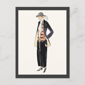 Women's Fashion 1920s Deco Pochoir Postcard