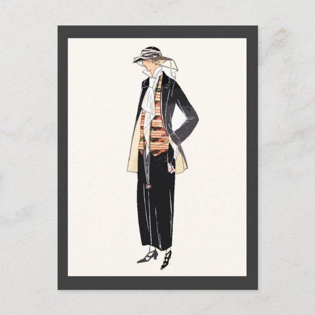 Women's Fashion 1920s Deco Pochoir Postcard (Front)