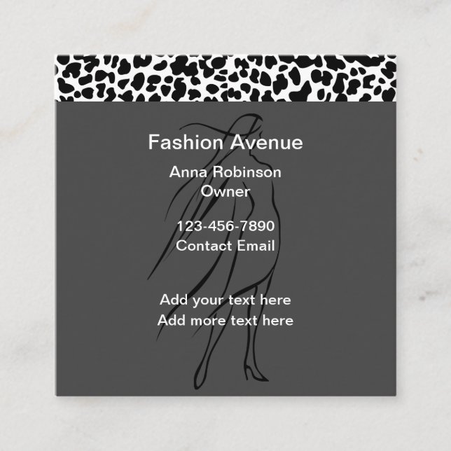 Women's Fashion Apparel Theme Business Cards (Front)