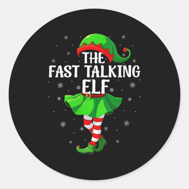 Womens Fast Talking Elf Christmas Girls Women Elf  Classic Round Sticker (Front)