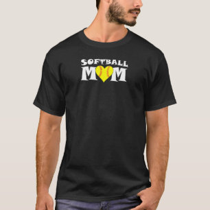 Womens Fastpitch Softball Team Mom Cute Heart Shap T-Shirt