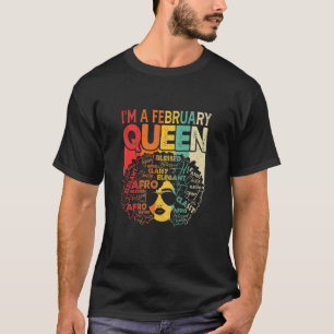 Womens February Birthday Women Black African Queen T-Shirt
