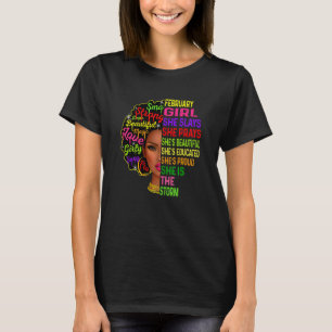Womens February Girl She Slays & Prays Birthday Gi T-Shirt