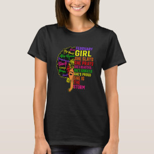 Womens February Girl She Slays & Prays February B T-Shirt