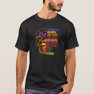 Womens February Girl Slays Pray Afro Black History T-Shirt