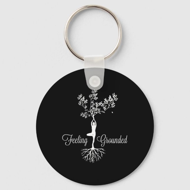Womens Feeling Grounded Reaching Zen Yoga Instruct Key Ring (Front)