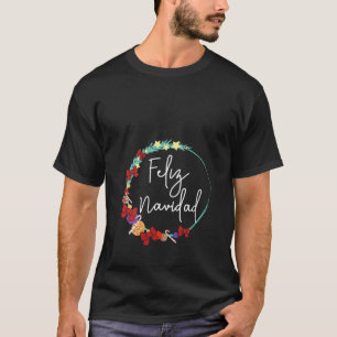 Womens Feliz Navidad Bows Candy Cane Christmas Ree T-Shirt