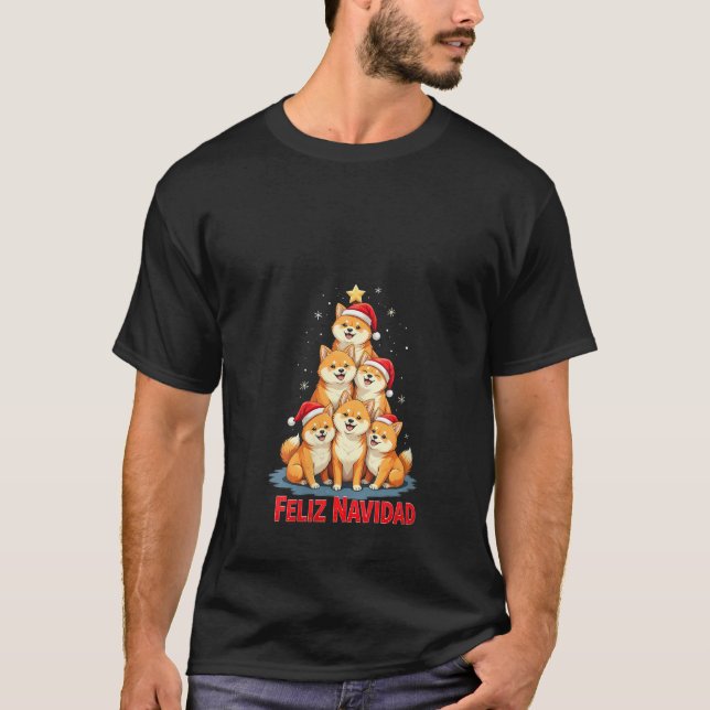 Womens Feliz Navidad Xmas Dog Shiba Inu Lover Chri T-Shirt (Front)