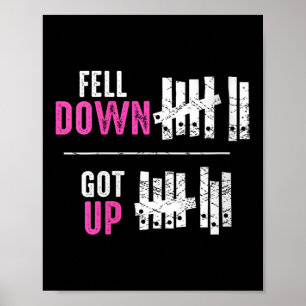 Womens Fell Down Got Up Motivational Funny Sitive Poster
