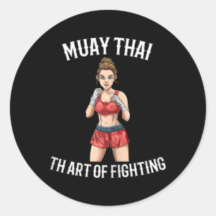 Womens Female Muay Thai Fighter - Thai Boxing Mma Classic Round Sticker