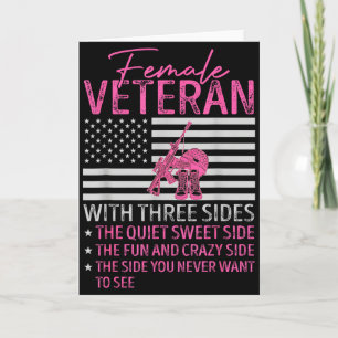 Womens Female Veteran With Three Sides Mom Mother Card