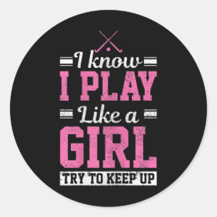Womens Field Hockey Girl Funny Hockey Player Gift Classic Round Sticker
