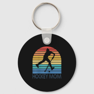 Womens Field Hockey Mom Retro Vintage Sunset Mothe Key Ring