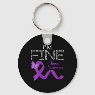 Womens Fine Butterfly Warrior Lupus Awareness Key Ring