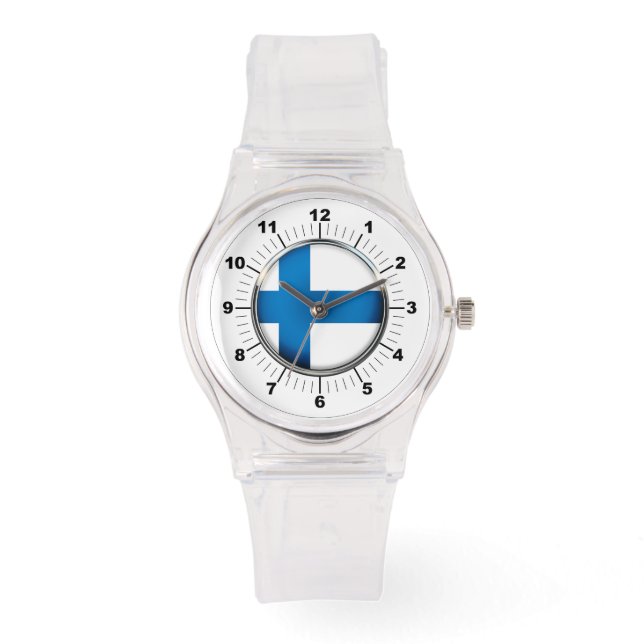 Women's Finland Flag Sporty Pink Silicon Watch (Front)