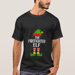 Womens Firefighter Elf Xmas Matching Family Elf Sq T-Shirt