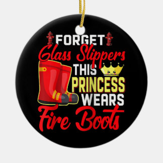 Womens Firefighter Female Fire Fighter Ceramic Tree Decoration
