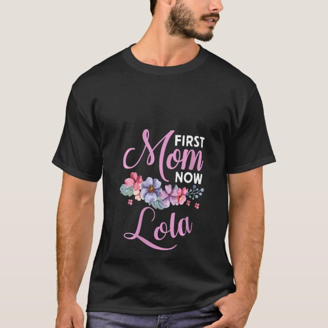 Womens First Mum Now Lola Grandma Blessings Promot T-Shirt (Front)